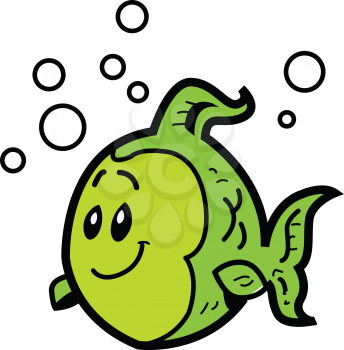 Royalty Free Clipart Image of a Green Fish