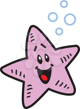 Royalty Free Clipart Image of a Starfish and Bubbles