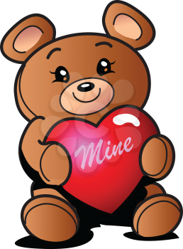 Royalty Free Clipart Image of a Bear With a Valentine