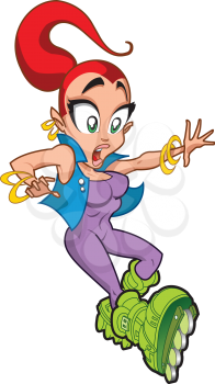 Royalty Free Clipart Image of a Girl on Roller Blades