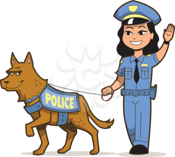 Royalty Free Clipart Image of a Police Officer and Dog