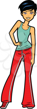 Royalty Free Clipart Image of a Girl in Workout Clothes