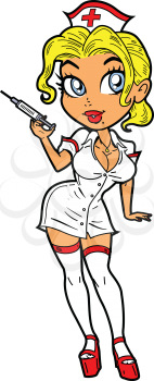 Royalty Free Clipart Image of a Nurse With a Needle