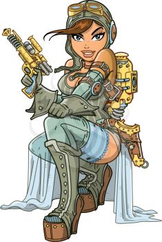 Royalty Free Clipart Image of a Steampunk Aviator