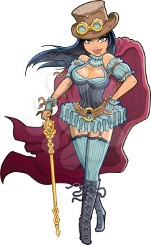 Royalty Free Clipart Image of a Victorian Steampunk Woman