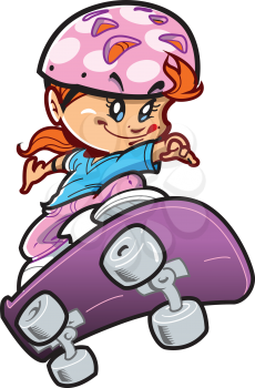 Royalty Free Clipart Image of a Girl Skateboarder