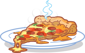 Royalty Free Clipart Image of a Slice of Pizza on a Plate