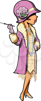 Royalty Free Clipart Image of a Woman in 1920s Fashion