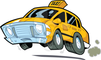 Royalty Free Clipart Image of a Speeding Taxi