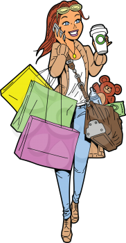 Royalty Free Clipart Image of a Busy Woman