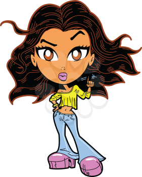 Royalty Free Clipart Image of a Girl With Attitude