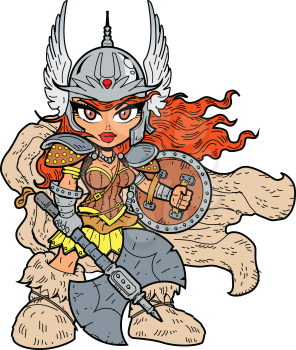 Royalty Free Clipart Image of an Anime Warrior Princess
