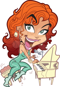 Royalty Free Clipart Image of a Redhead Playing Piano
