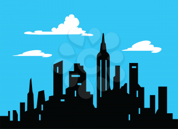 Royalty Free Clipart Image of a Silhouetted City Skyline