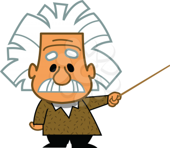 Albert Einstein professor genius scientist mathematician cartoon clipart vector