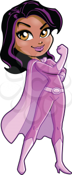Breast Cancer Awareness Black Super Woman superhero cartoon clipart vector