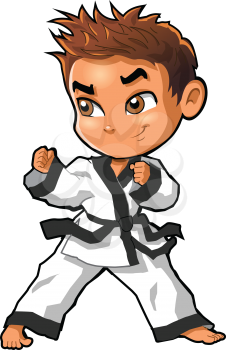 Karate martial arts tae kwon do dojo vector clipart cartoon Boy Stance
