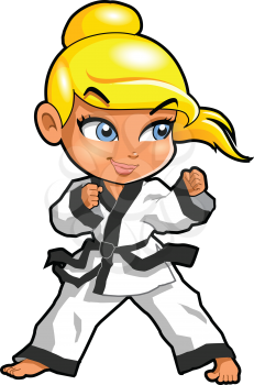 Karate martial arts tae kwon do dojo vector clipart cartoon Girl Stance