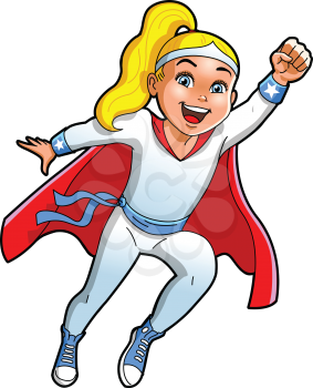 Teen Girl Superhero cartoon clipart vector