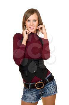 Royalty Free Photo of a Woman in Short Shorts