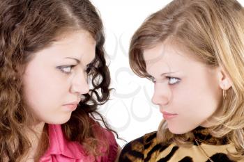 Royalty Free Photo of Two Girls Looking at Each Other