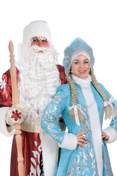 Royalty Free Photo of Father Christmas and a Snow Maiden