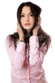 Royalty Free Photo of a Woman in a Pink Shirt