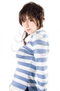 Royalty Free Photo of a Young Woman in a Striped Shirt