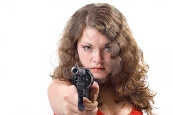 Royalty Free Photo of a Girl Pointing a Gun