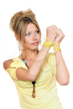 Royalty Free Photo of a Woman With Tied Wrists