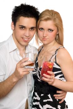 Royalty Free Photo of a Young Couple Drinking