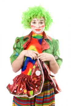 Royalty Free Photo of a Female Clown Looking Sad