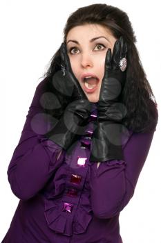 Royalty Free Photo of a Woman in a Purple Jacket