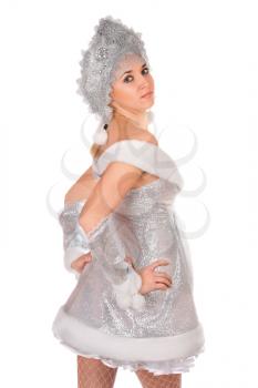 Royalty Free Photo of a Woman Dressed Like a Snow Maiden