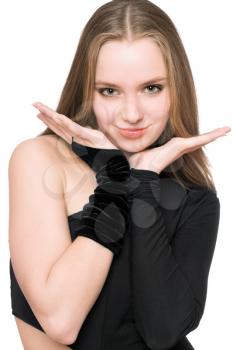 Royalty Free Photo of a Young Woman With Her Hands Framing Her Face