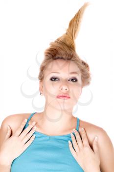 Royalty Free Photo of a Girl With Her Hair Twisted Up