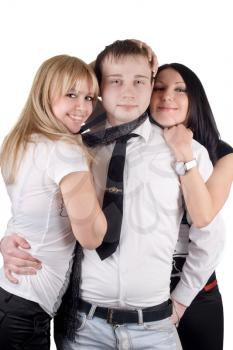 Royalty Free Photo of a Guy With Two Girls