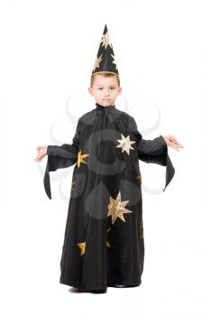 Royalty Free Photo of a Little Boy in a Wizard Costume