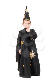 Royalty Free Photo of a Boy Dressed as a Wizard