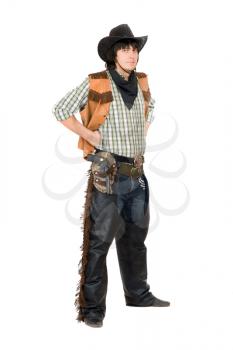 Royalty Free Photo of a Man Dressed as a Cowboy