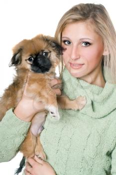Royalty Free Photo of a Woman With a Puppy
