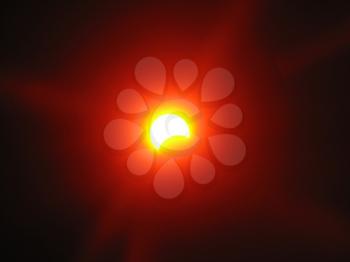Royalty Free Photo of a Partial Solar Eclipse in the Ukraine Taken Through a Filter