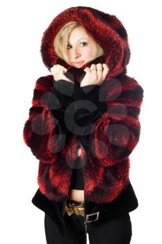 Royalty Free Photo of a Girl Wearing a Fur Coat