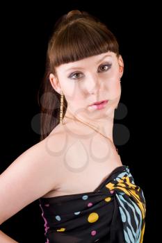 Royalty Free Photo of a Young Woman in a Strapless Top