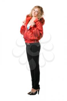 Royalty Free Photo of a Woman in a Red Jacket