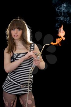 Royalty Free Photo of a Woman With a Gas Torch