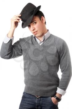 Royalty Free Photo of a Man Wearing a Hat