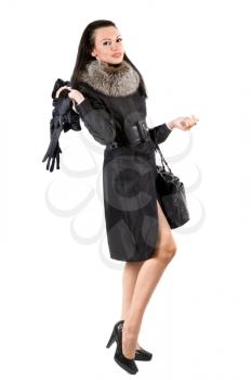 Royalty Free Photo of a Woman in a Black Coat