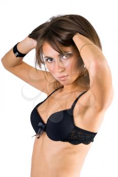 Royalty Free Photo of a Young Woman in a Black Bra