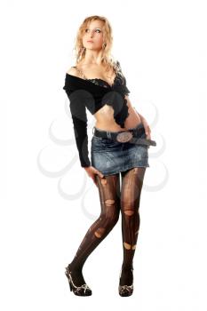 Royalty Free Photo of a Girl in Torn Stockings